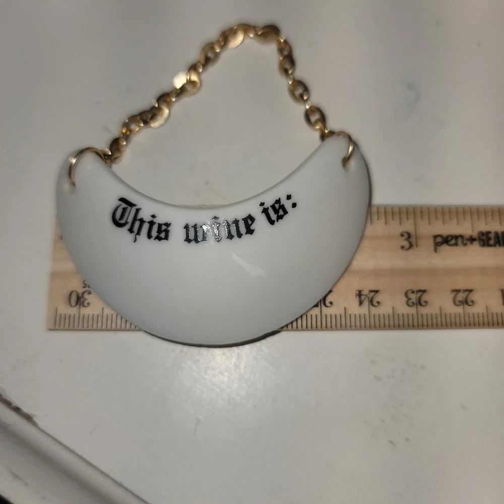 Stafford Japan Vintage Porcelain Wine Decanter Label White Gold Gothic Font